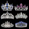 illustration of a fashion collection of jewelry tiaras with diamonds