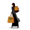 Illustration of a fashionable muslim woman with lots of bags