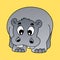 Illustration of Fat Hippopotamus Cartoon, Cute Funny Character, Flat Design