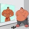 Illustration: a fat man and his reflection