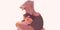 Illustration of a father hugs his son in a warm and heartfelt hug in cartoon style