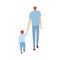 Illustration of father and son walk hand in hand