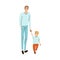 Illustration of father and son walk hand in hand