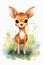 Illustration of a fawn, watercolor style - Generative AI