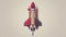 This illustration features a vintage-style space shuttle, poised for ascent against a subtle backdrop, epitomizing the