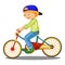 Illustration features a young boy on a bicycle