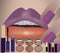 Illustration of a female wearing purple and orange lipstick with cosmetics on the front
