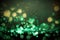 illustration of festive Patrick day Fireworks light green gold emerald bokeh background, Generative AI