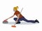 Illustration of figure curling player , vector draw