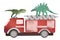 Illustration of a fire engine watercolor dino boys