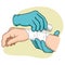 Illustration first aid hands doing dressing bandage