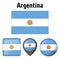 Illustration flag of Argentina, and various icons