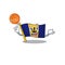 Illustration of flag barbados cartoon style with basketball