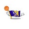 Illustration of flag bosnia cartoon style with basketball