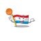 Illustration of flag luxembourg cartoon style with basketball