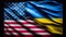 illustration flags of America and Ukraine. The flags of the USA and Ukraine are together and swaying. Realistic of