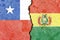 Illustration of the flags of Chile and Bolivia separated by a crack - conflict or comparison