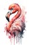 Illustration flamingo in watercolor. Animal on a white background, generative AI