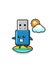 Illustration of flash drive usb cartoon do surfing on the beach