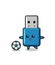 Illustration of flash drive usb cartoon is playing soccer