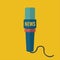 Illustration of a flat or a microphone icon journalist news channel