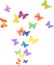 Illustration of flight of colorful butterflies