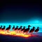 Illustration of a flock of birds on the beach at night. AI Generated