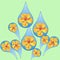 Illustration with floral elements. Rain drops pattern