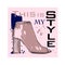 Illustration of Font poster with winter women shoes. Graphic top view footwear for female and lady. Fashion design for