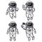 Illustration of four cute astronauts