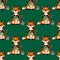 Illustration of a fox. Crochet and Needlework. Seamless pattern.