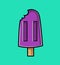 Illustration of fresh and delicious popsicle with little bite marks on a wooden stick.