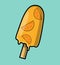 Illustration of fresh popsicle with fresh orange flavor and slices.