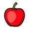 Illustration of fresh ripe apple. Autumn harvest of fruits. Food item for farms, markets and shops.