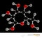 Illustration of Fructose Molecule isolated black background