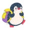 Illustration with funny cartoon penguin