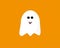 Illustration of a funny ghost sticking out its tongue isolated on an orange background