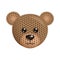 Illustration of a funny knitted bear toy head