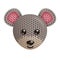 Illustration of a funny knitted mouse toy head