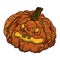 Illustration of funny rotten pumpkin.