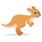 Illustration Of Funny Running Wallaroo. Australian Animals Vector. Endangered Animals. Cute Wallaby.