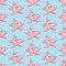 Illustration of a funny starfish clipart pattern on a blue and white background