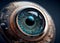 An Illustration of futuristic human eye with electronic elements, AI-generated concept