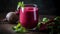 Illustration, Generative AI, Beetroot smoothie, vegetable thick healthy drink in a glass