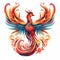 Illustration, Generative AI, firebird, an abstract colorful icon on a white background