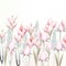 Illustration with gentle vector pink crocus flowers, spring style