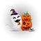 Illustration ghost with hat and halloween pumpkin