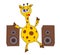 Illustration giraffe dancing with speakers