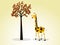 Illustration Giraffe Eating Leaves