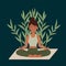 Illustration of a girl doing Yoga. The concept of relaxation, meditation, love for yourself and your body. A person in a